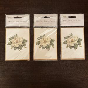 Vintage NEW Caspari Die-Cut Place Cards Magnolia 3 Packs Southern Luncheons